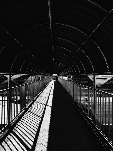 istock Pedestrian tunnel illuminated by lights 1543027751