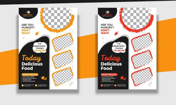 Vector illustration of Corporate Clean Creative fast food Flyer Template, Set of Flyer design or Leaflet presentation, Food Related Design.