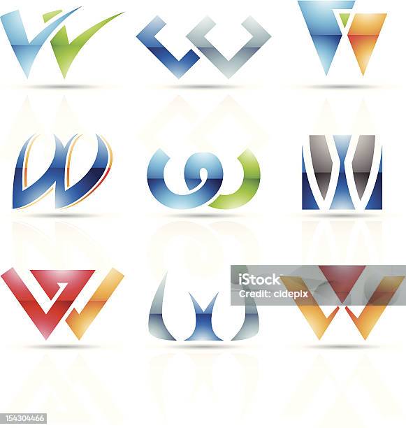 Arrangement Of Abstract Colorful Designs For Letter W Stock Illustration - Download Image Now