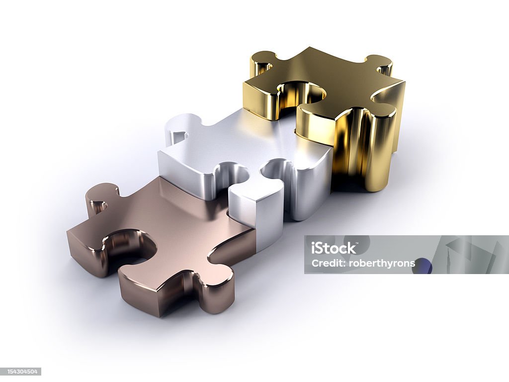 Jigsaw poduim - Foto stock royalty-free di Oro - Metallo