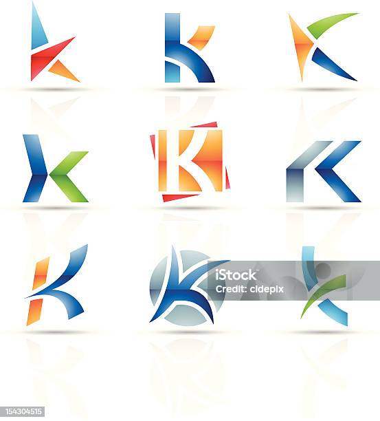 Абстрактный Иконки Для Буква K — стоковая векторная графика и другие изображения на тему Абстрактный - Абстрактный, Алфавит, Без людей