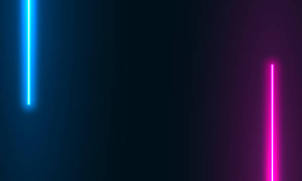istock Neon lamps along the wall, abstract background with bright neon illumination, shining neon light, illuminate frame design. Abstract cosmic vibrant color backdrop. Interior design, glowing neon frame 1543048067