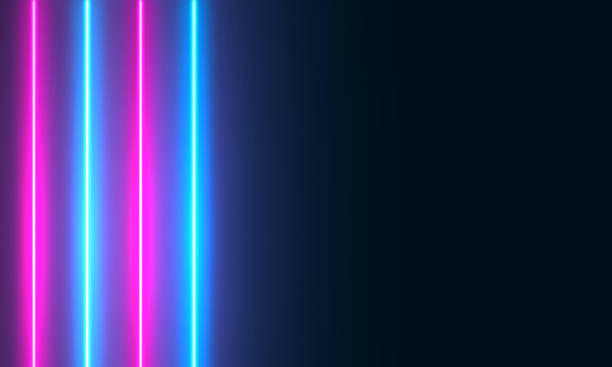 istock Neon lamps along the wall, abstract background with bright neon illumination, shining neon light, illuminate frame design. Abstract cosmic vibrant color backdrop. Interior design, glowing neon frame 1543048077