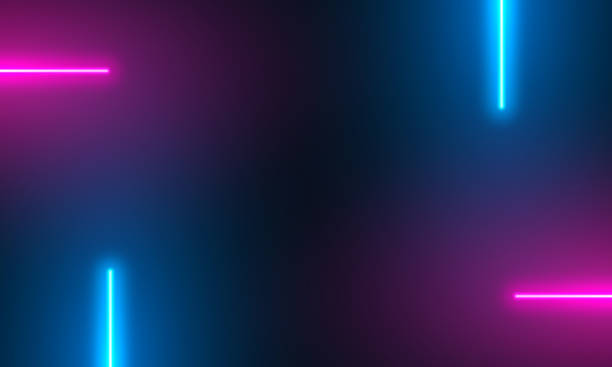 istock Neon lamps along the wall, abstract background with bright neon illumination, shining neon light, illuminate frame design. Abstract cosmic vibrant color backdrop. Interior design, glowing neon frame 1543048201