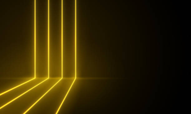 istock Neon lamps along the wall and floor, abstract background with bright neon illumination, shining neon light, illuminate frame design. Abstract cosmic vibrant color backdrop. perspective effect in the room, interior design, glowing neon frame 1543048624