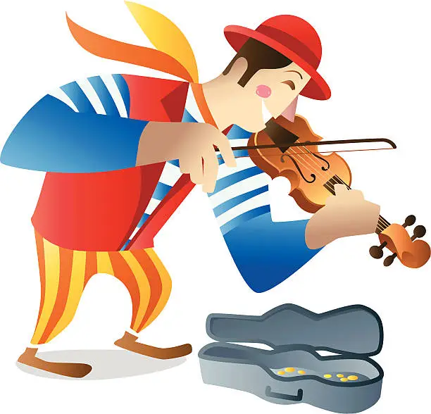 Vector illustration of Street musician playing violin