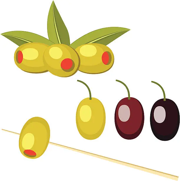 Vector illustration of Olives vector set