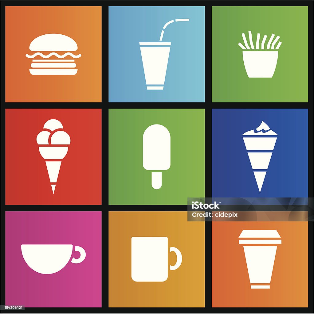 Sorvete, café e lanches rápidos - Vetor de Alimentação Não-saudável royalty-free