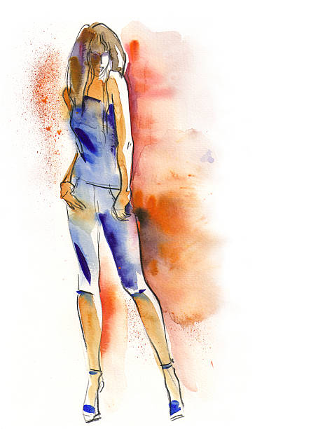 ilustraciones, imágenes clip art, dibujos animados e iconos de stock de dibujados a mano modelo de moda - sketch fashion mannequin illustration and painting