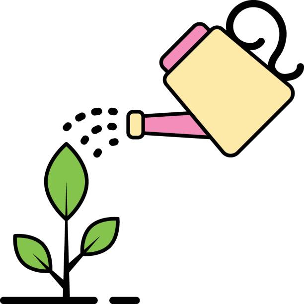 istock Irrigation vector color design, Housekeeping symbol, Office caretaker sign, porter or cleanser equipment stock illustration, Giving water to Plant concept 1543077960