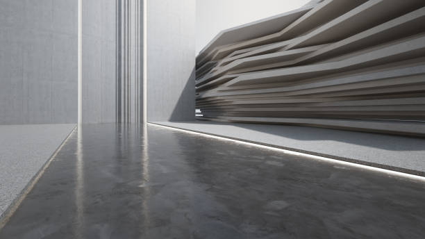 istock Abstract architecture design of modern building. Empty parking area floor and concrete wall. 1543080728