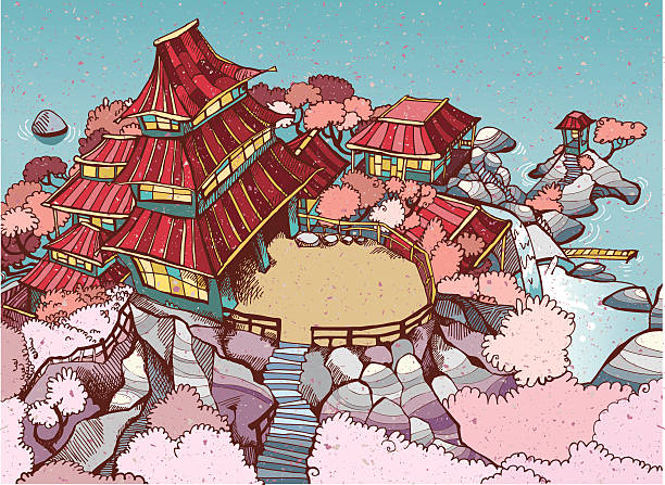 Japanese village - Illustration vectorielle