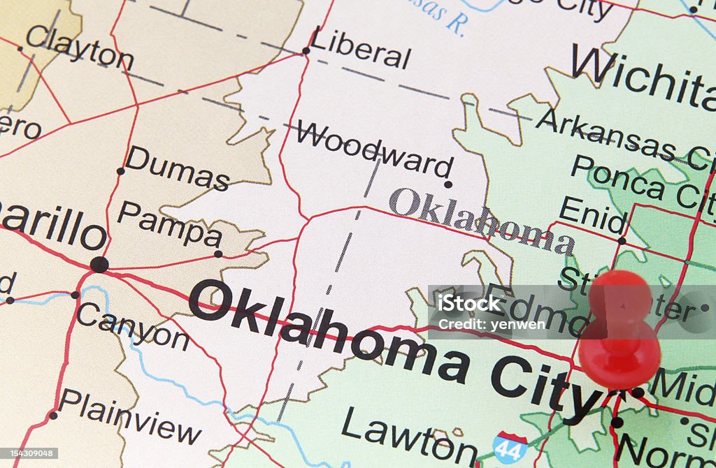 Podróż przeznaczenia Oklahoma City - Zbiór zdjęć royalty-free (Mapa drogowa)