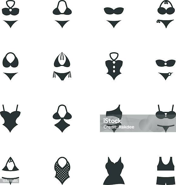 Swimwear Silhouette Icons Stock Illustration - Download Image Now - Bikini, Clip Art, Cut Out