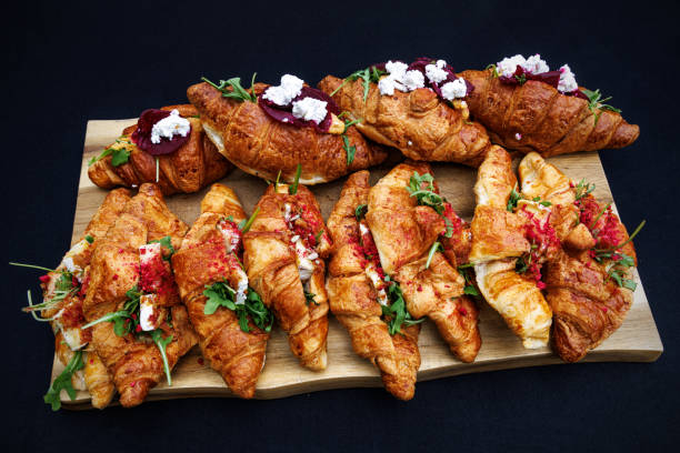 French Croissants with Fillings at Event Catering, Ready-to-Eat.