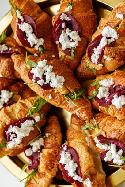 French Croissants with Fillings at Event Catering, Ready-to-Eat.