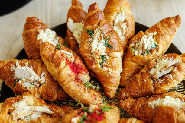 French Croissants with Fillings at Event Catering, Ready-to-Eat.