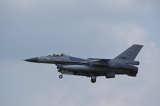 Lockheed martin F-16 AM fighting falcon  from Royal netherlands air force landing at Volkel airbase,  july  2023, the netherlands, Dutch
