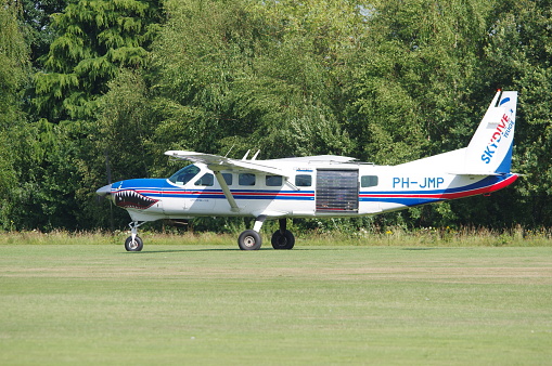 Cessna 208B Grand Caravan with roll up door for para operatio sky diving , airport Hoogeveen July 2023 the netherlands