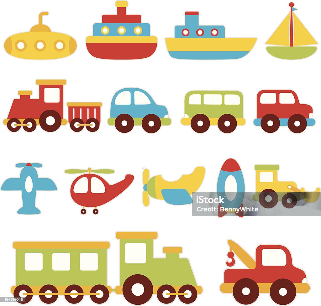 Toys Illustration of abstract toy vehicles isolated on white. Abstract stock vector