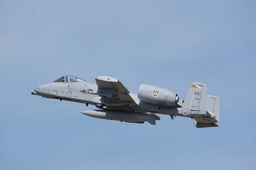 Fairchild Republic A-10 Thunderbolt II from 175th Wing Maryland Air National Guard takin off from Jagel air base during exercise air defender 2023 25 june 2023 Germany