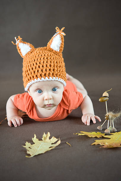 istock Cute baby girl in fox costume 154317049