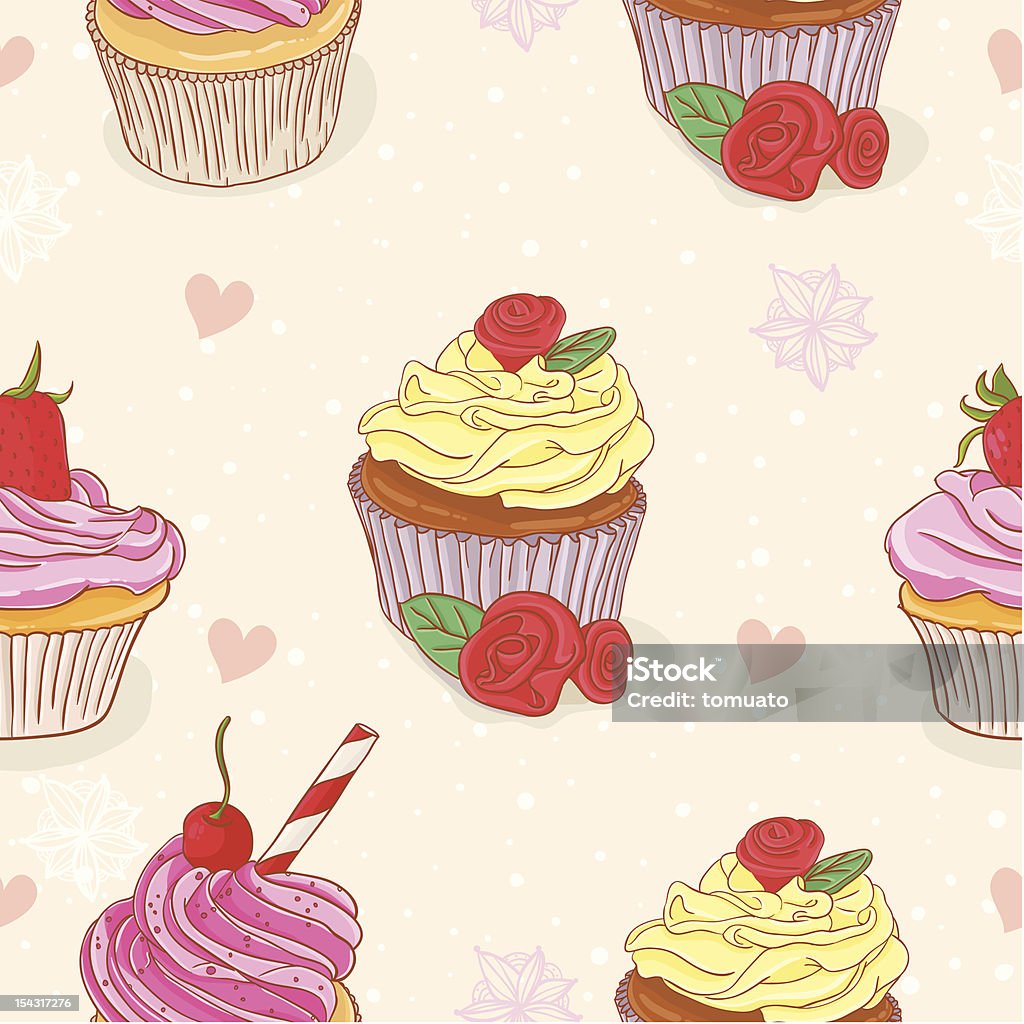 Cupcake motif sans couture. - clipart vectoriel de Aliment libre de droits