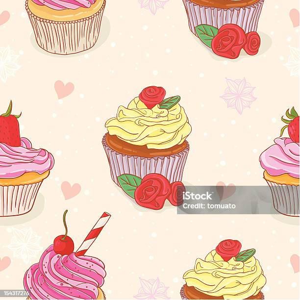 Cupcake Motif Sans Couture Vecteurs libres de droits et plus d'images vectorielles de Aliment - Aliment, Amour, Anniversaire d'un évènement