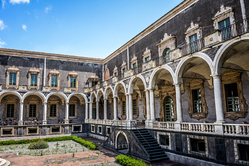 Courtyard To Monastery of San Nicolò l'Arena in Catania, Sicily, Italy