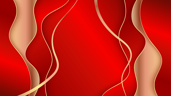 Abstract red luxury background with golden layered , paper cut style 3d