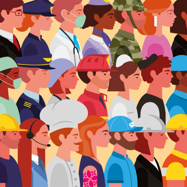 people and professions background of people with different professions . vector illustration various occupations stock illustrations