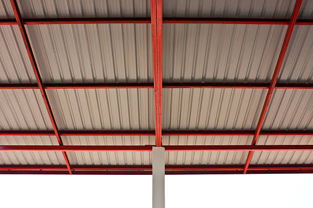istock Metal roof construction 154323360