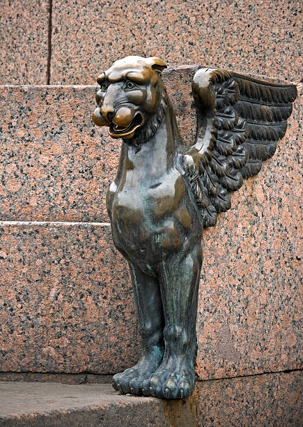 istock Griffin - bronze winged lion sculpture 154325538