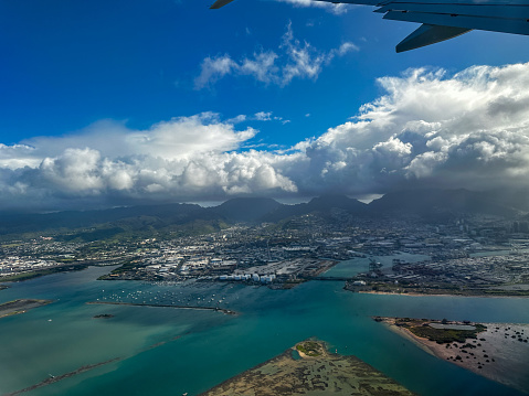 Oahu from plane window