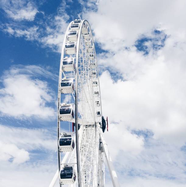 istock White Beautiful large Ferris wheel with blue sky background 1543300018
