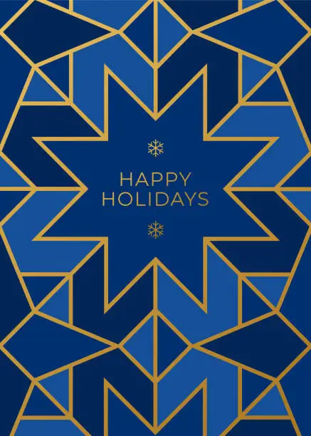 Vector illustration of Greeting card with geometric Snowflake.