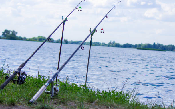 cebo de aparejos de pesca, río de pesca. enfoque selectivo. - lure loc fotografías e imágenes de stock