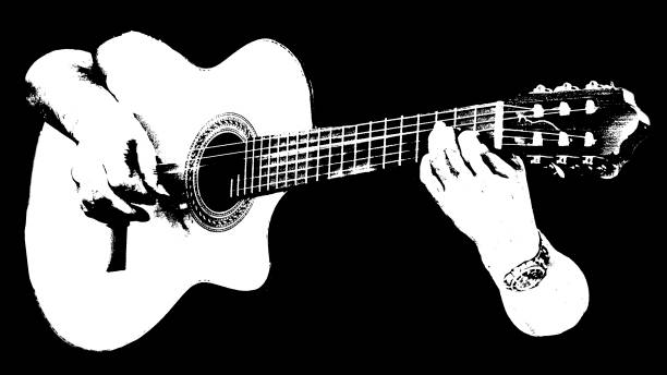 Person playing guitar high contrast graphic