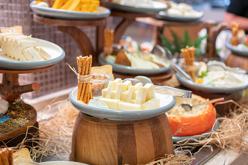 cheese buffet food in hotel restaurant