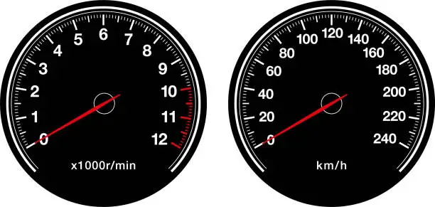 Vector illustration of Speedometer and tachometer vector illustration material