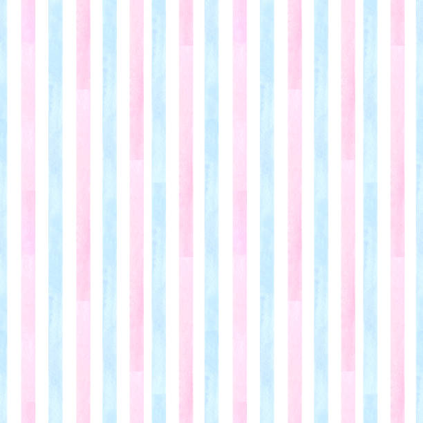 istock Seamless stripe pattern light blue pink. Gender reveal party. Hand drawn watercolor illustration isolated on white background. Print for cloth design, textile, fabric, wallpaper, wrapping 1543444560