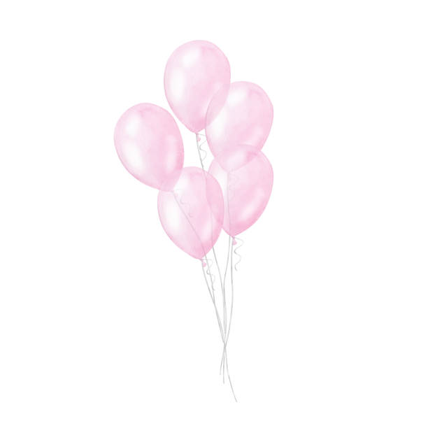 Pink balloons bundle, girl kids birthday surprise. Hand drawn watercolor illustration isolated on white background. For gender reveal party, baby shower, children's design, newborn products Pink balloons bundle, girl kids birthday surprise. Hand drawn watercolor illustration isolated on white background. For gender reveal party, baby shower, children's design, newborn products. watercolor hot air balloon stock illustrations