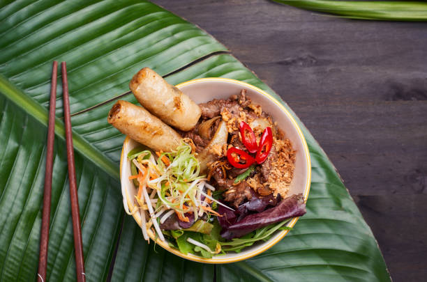 istock Pan-Asian dish setup on the dark table 1543458660