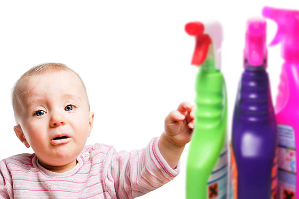 Protect infant child from corrosive and toxical cleaning chemicals