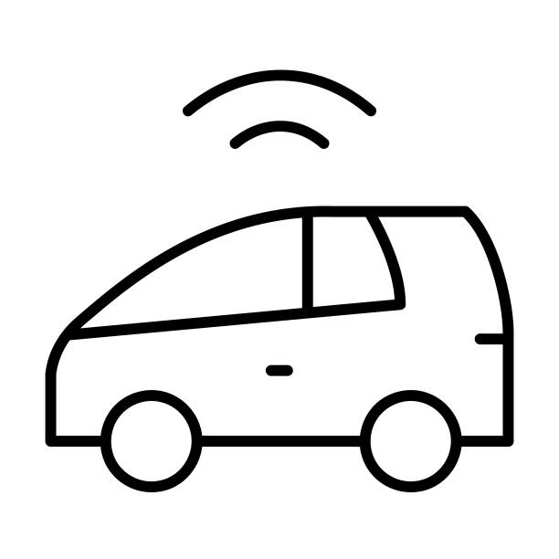 ilustraciones, imágenes clip art, dibujos animados e iconos de stock de icono de coche inteligente. icono vectorial smart car de la colección inteligencia artificial. estilo de contorno icono de coche inteligente. - tesla