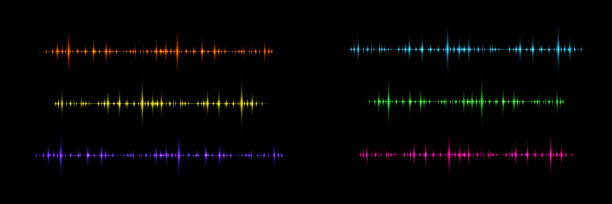 istock Sound waves of multi-colored color on a black background. 1543497811