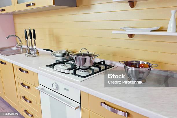 Modern Kitchen Stock Photo - Download Image Now - Appliance, Beige, Brown