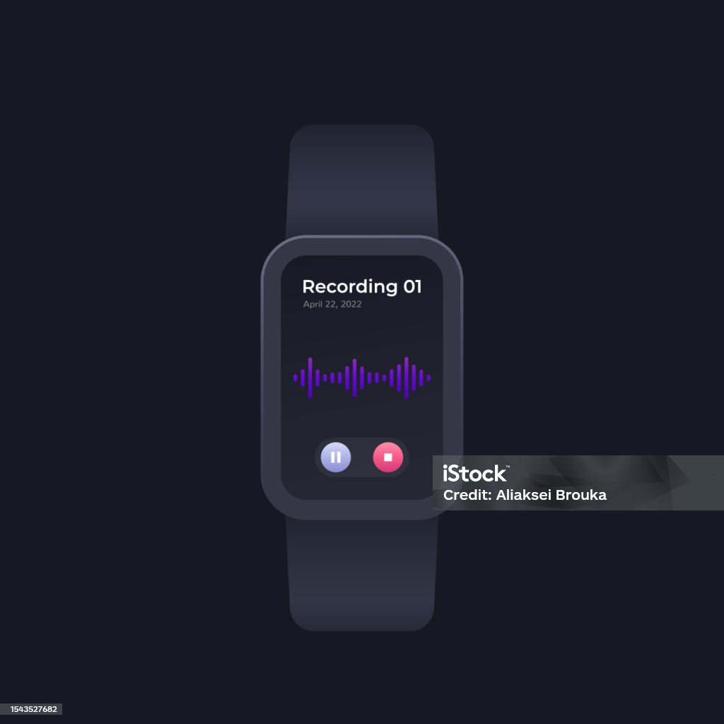 Audio Watch Audio Recording In Smart Watch Vector Ui Design Stock Illustration ...