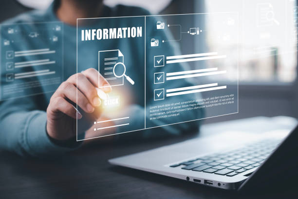 istock Information Results in Discovery Investigation Concept, checklist, and clipboard task documentation management, business people working laptop checklist questionnaire assessment form online survey. 1543544084