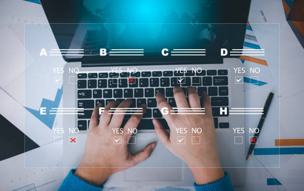 istock checklist and clipboard task documentation management, business people working laptop checklist questionnaire assessment form, online survey online exam Choosing the right answer in the exam 1543545375